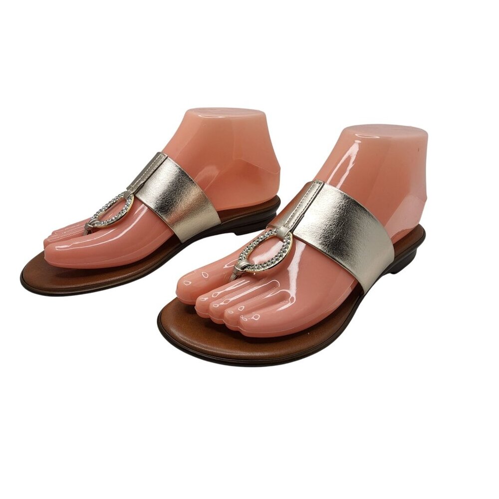 Tuscanella Made in Italy Womens Slip on Silver Color Thong Sandals